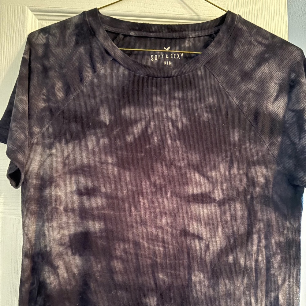 American Eagle Outfitters Soft & Sexy Ribbed Top in Dark Blue